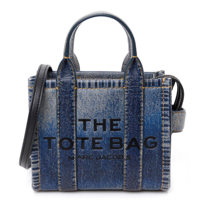 Marc Jacobs Denim Printed Calfskin Mini Tote Bag Blue 1 of 10
