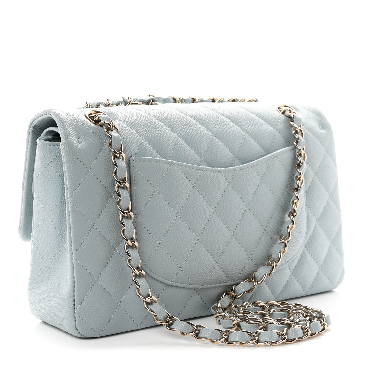 Chanel Caviar Quilted Medium Double Flap Light Blue 3 of 10