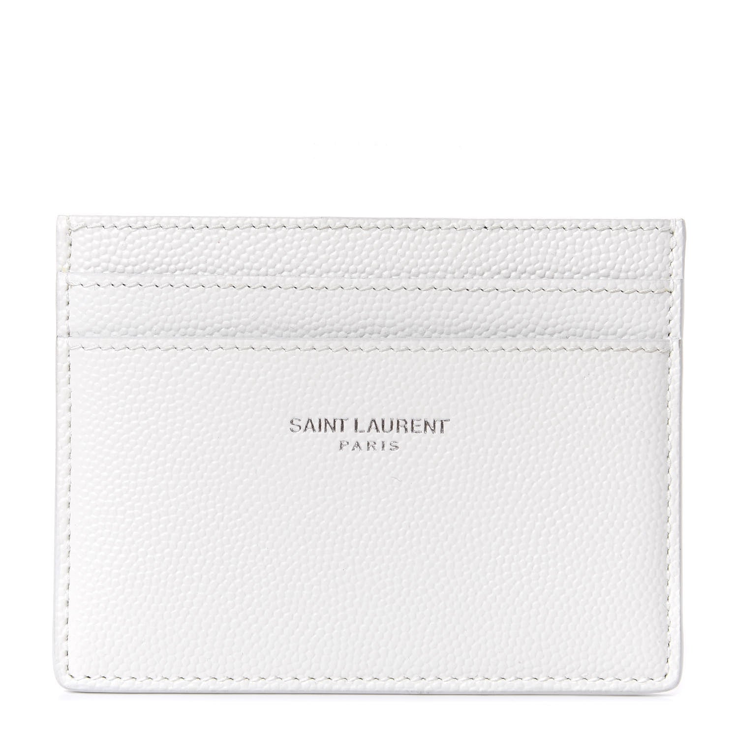 Saint Laurent Grain de Poudre Credit Card Case Icy White 1 of 7