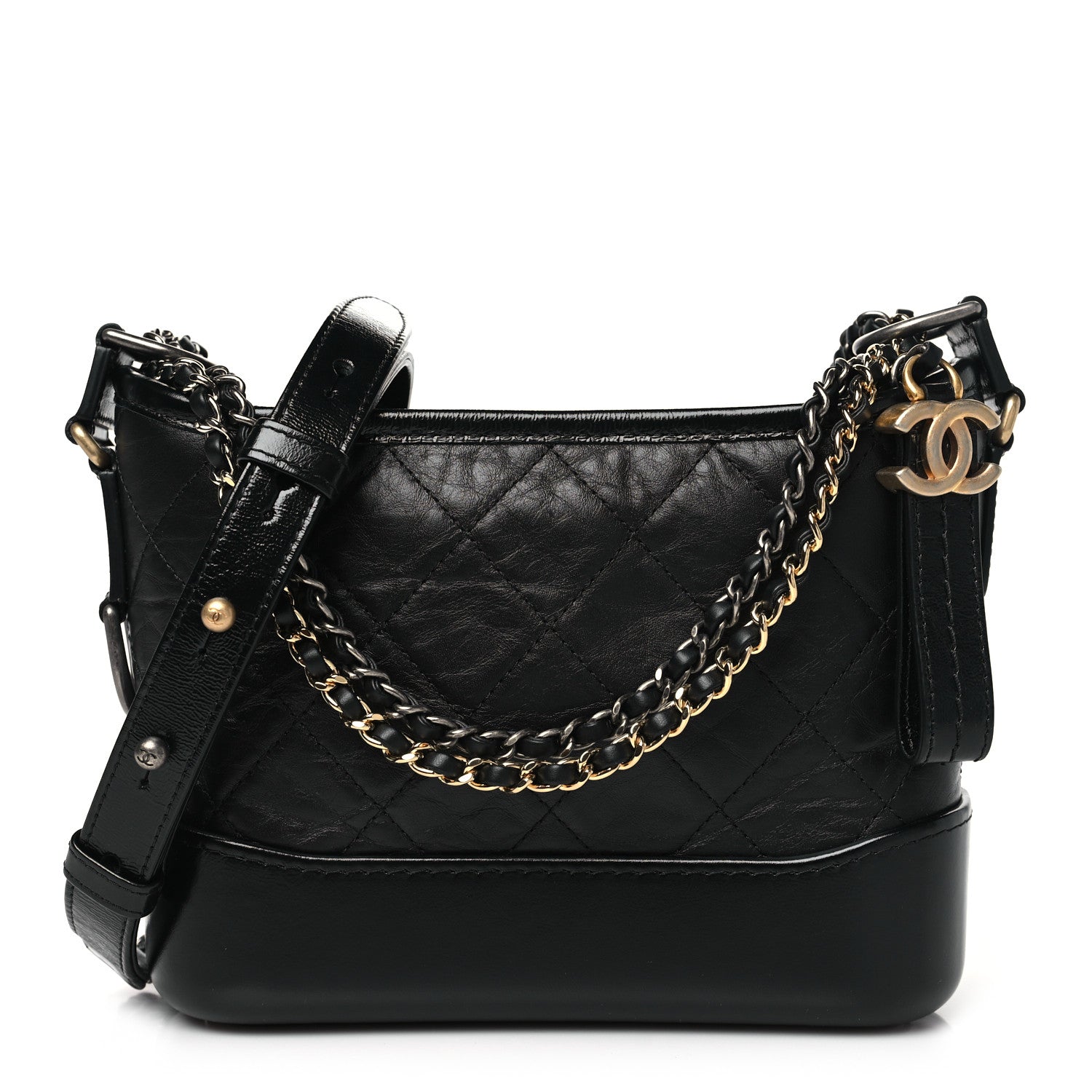 Chanel Aged Calfskin Quilted Small Gabrielle Hobo Black 1 of 9