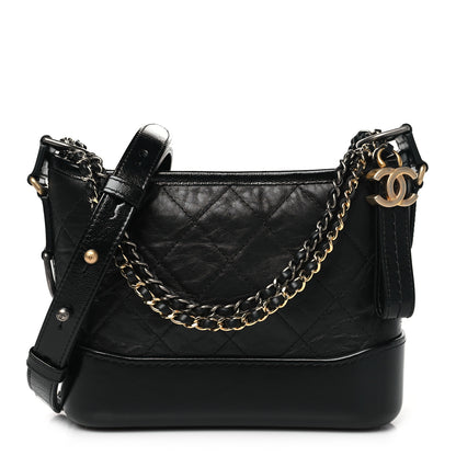Chanel Aged Calfskin Quilted Small Gabrielle Hobo Black 1 of 9