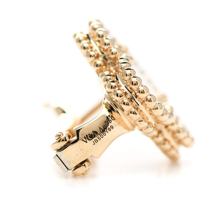 Van Cleef & Arpels 18K Yellow Gold Mother of Pearl Vintage Alhambra Earrings 4 of 5