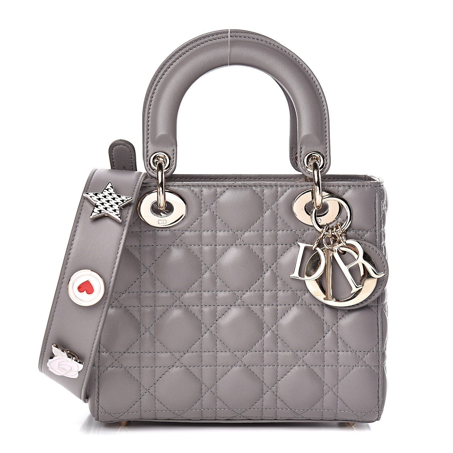 Christian Dior Lambskin Cannage Small Lucky Badges My Lady Dior Grey 1 of 11