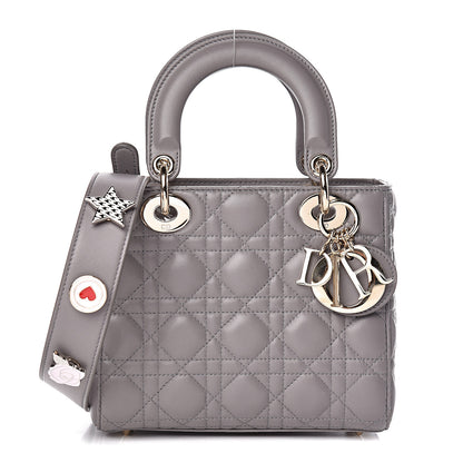 Christian Dior Lambskin Cannage Small Lucky Badges My Lady Dior Grey 1 of 11