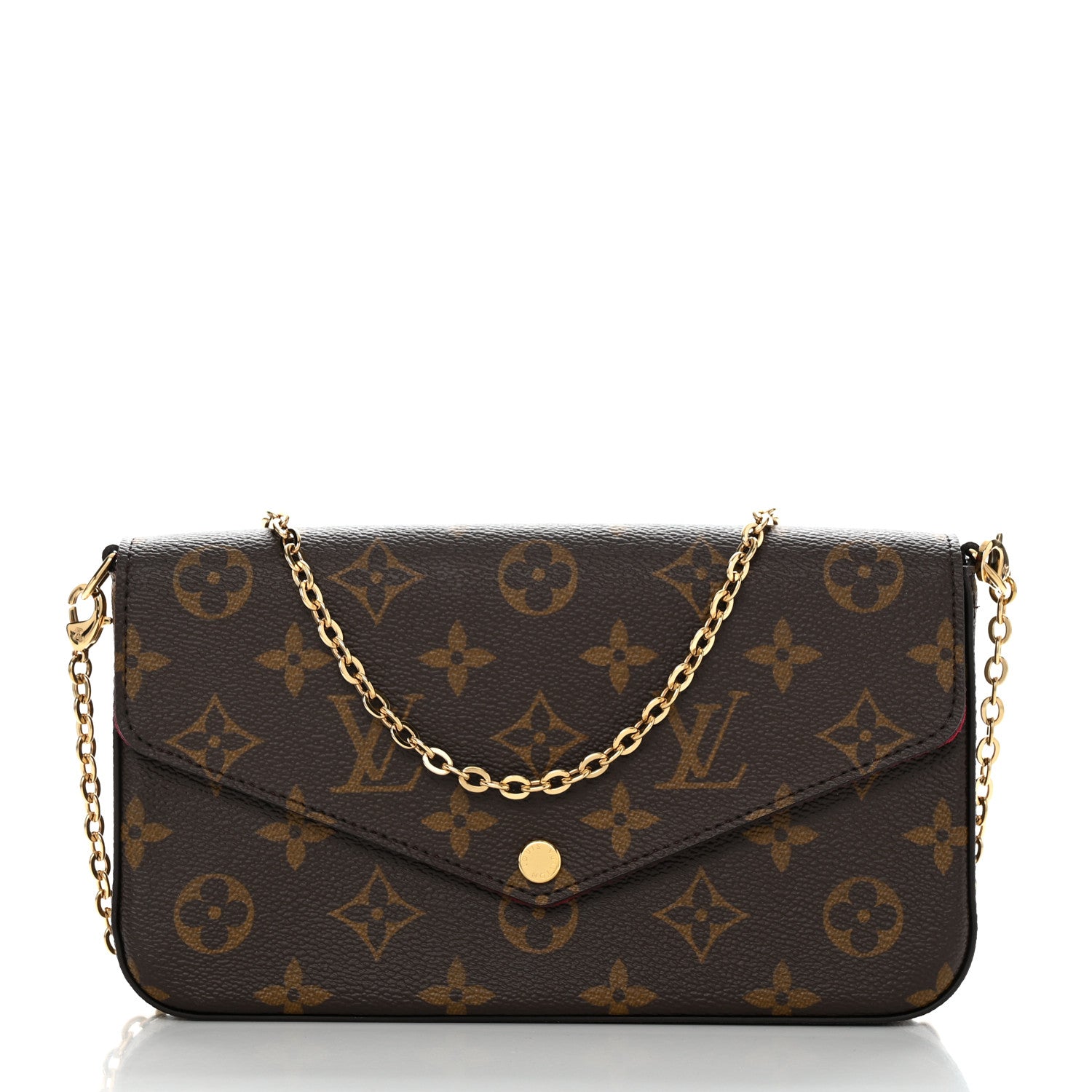 Louis Vuitton Monogram Pochette Felicie Chain Wallet Fuchsia 2 of 17
