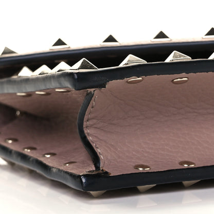 Valentino Garavani Pebbled Calfskin Rockstud Envelope Wallet on Chain Poudre 7 of 8