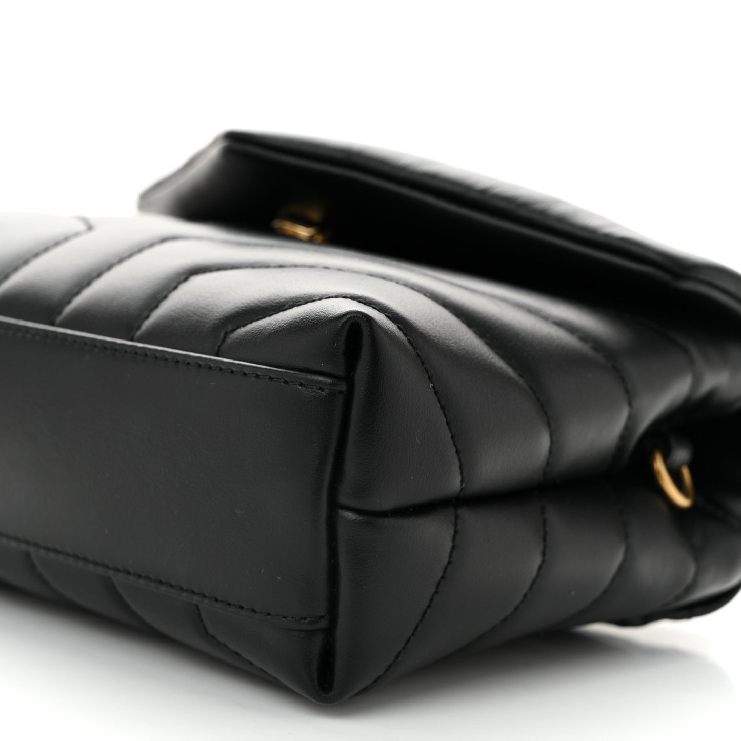 Calfskin Y Quilted Monogram Toy Loulou Crossbody Bag Black