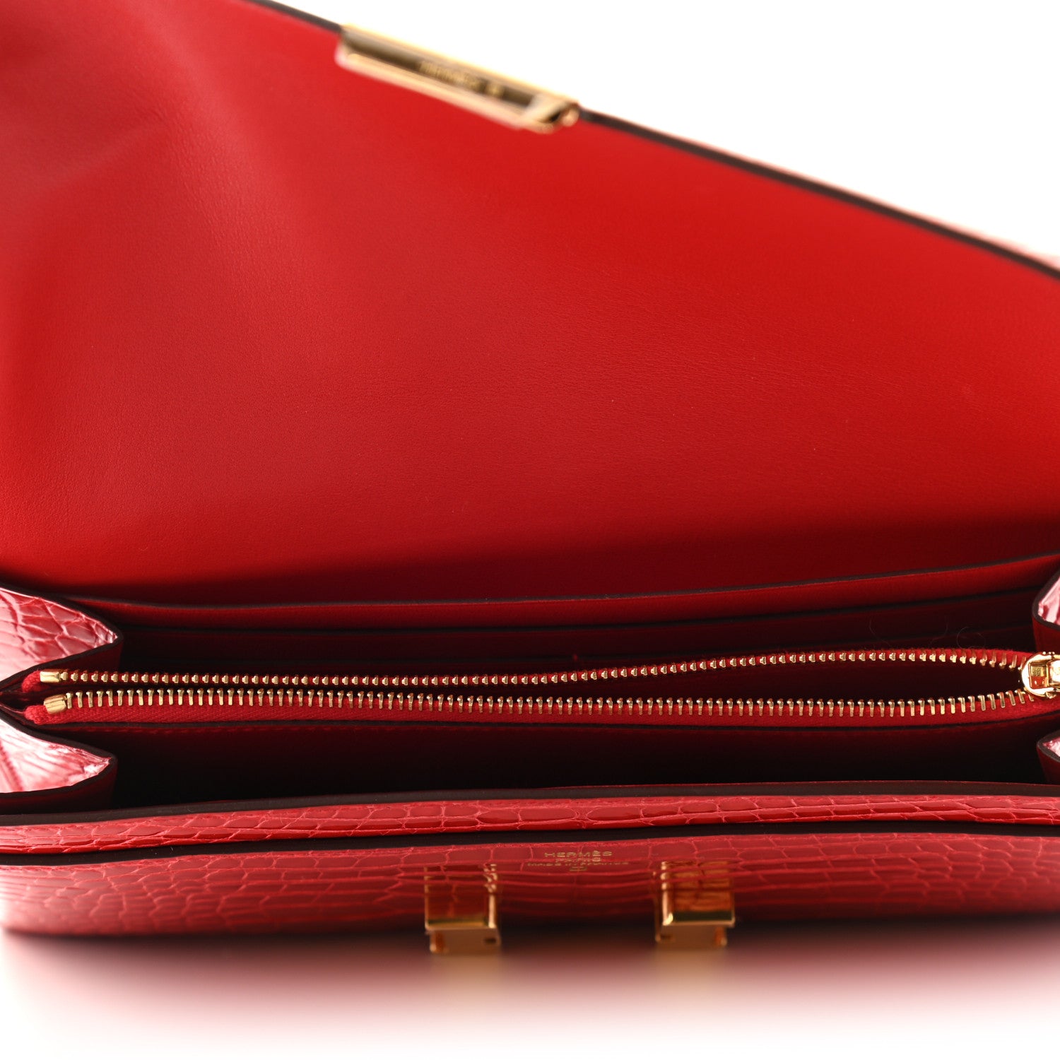Hermes Shiny Alligator Constance Long Wallet Rouge De Coeur 5 of 7