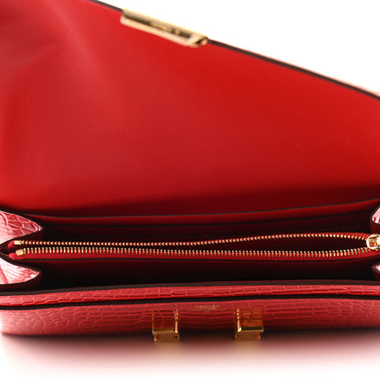 Hermes Shiny Alligator Constance Long Wallet Rouge De Coeur 5 of 7