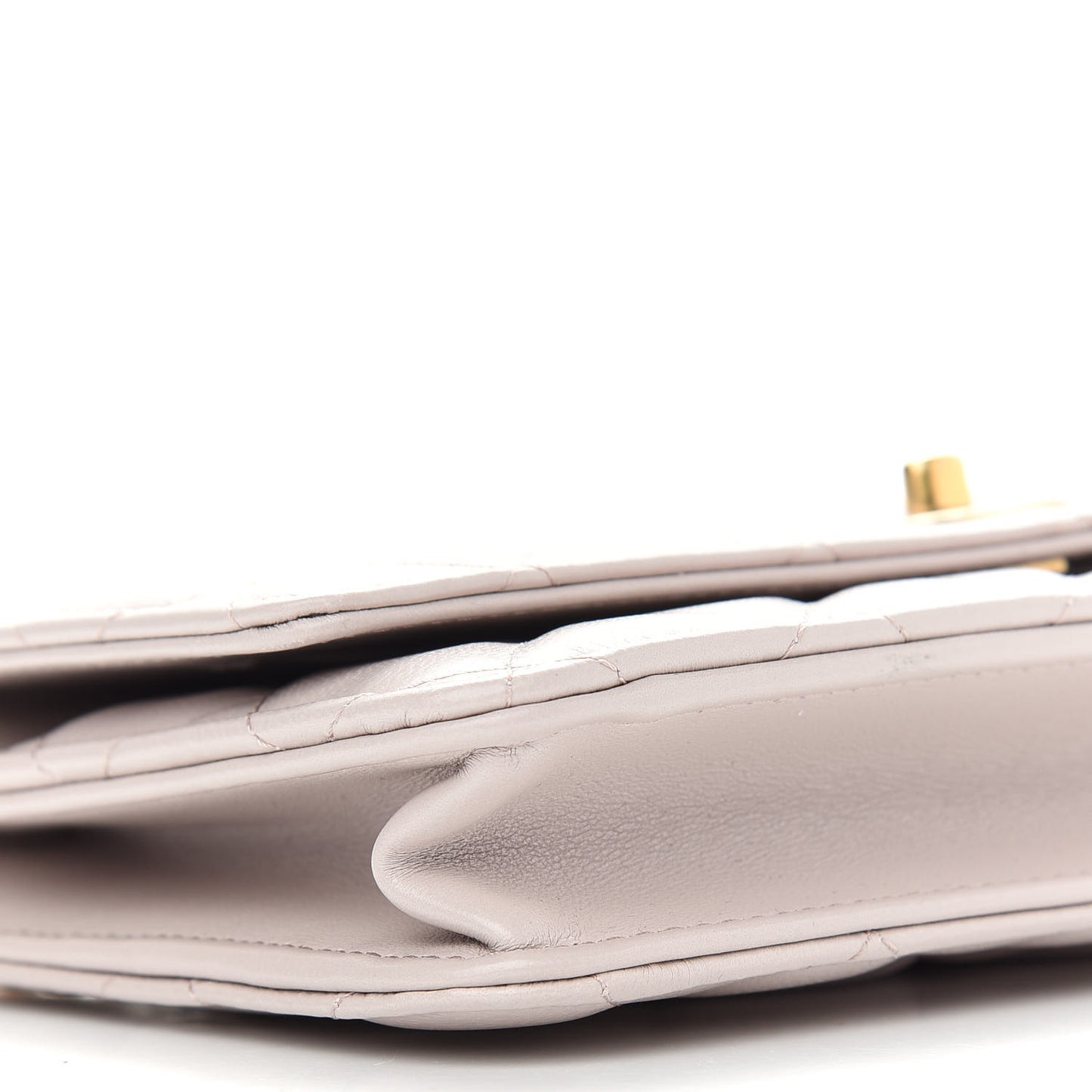 Lambskin Quilted Pearl Crush Wallet on Chain WOC Beige