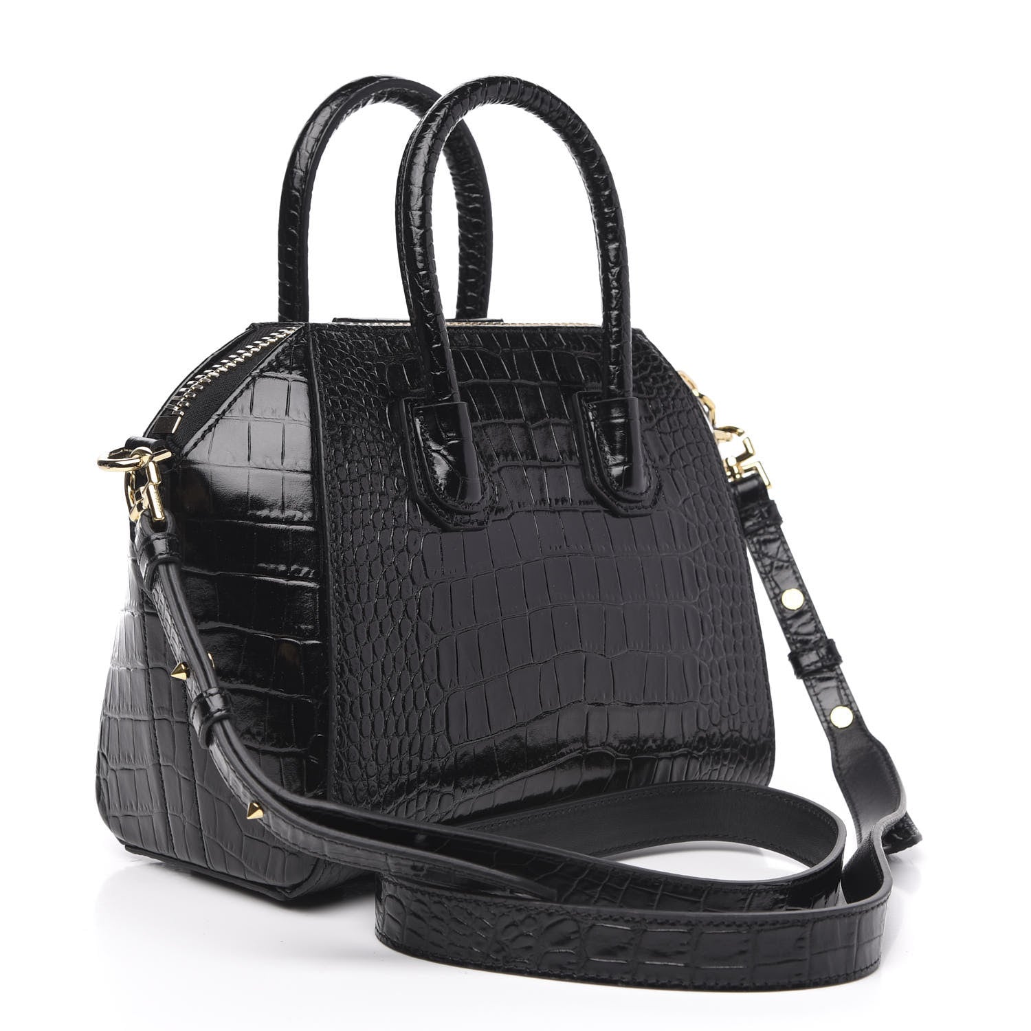 Givenchy Calfskin Crocodile Embossed Mini Antigona Black 3 of 9