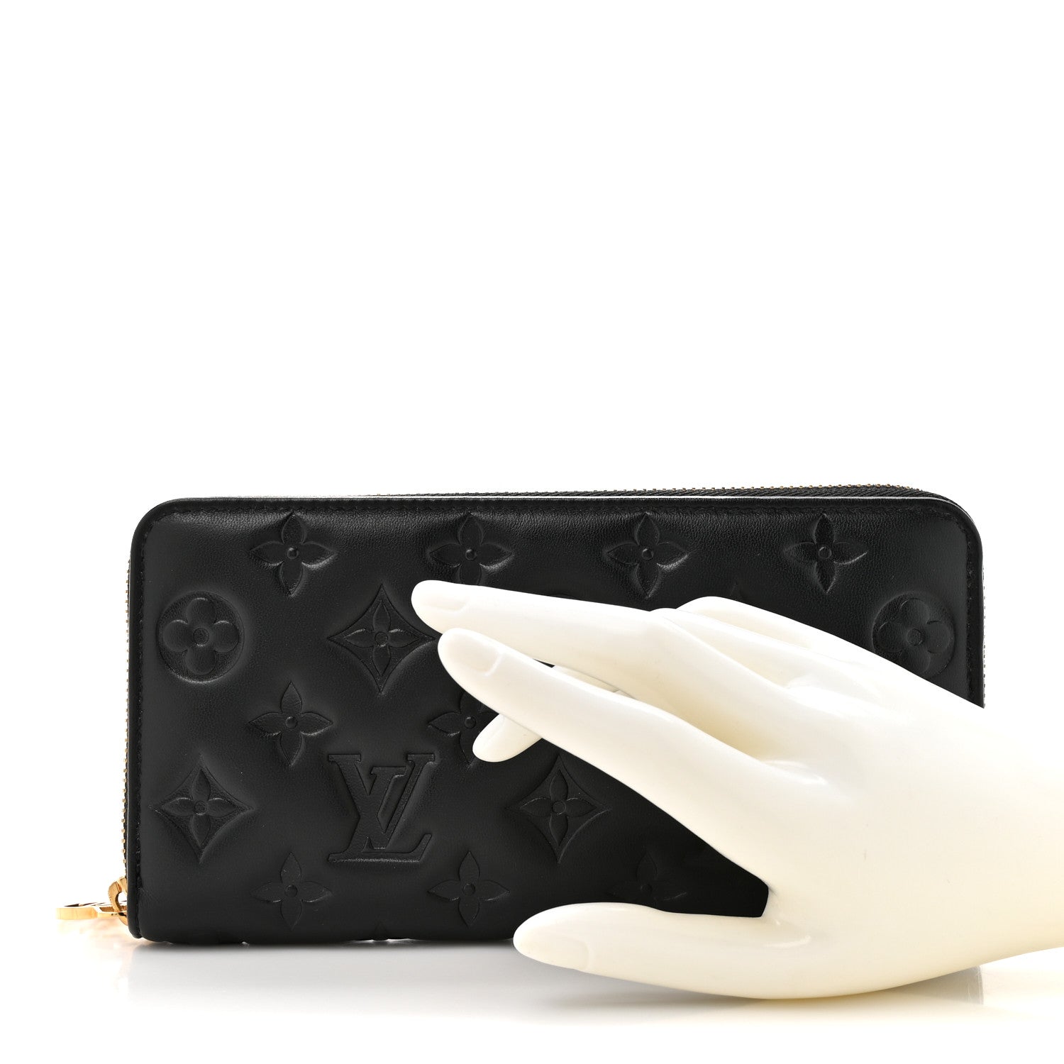 Louis Vuitton Lambskin Embossed Monogram Coussin Zippy Wallet Black 2 of 9