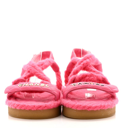 Chanel Cord Lambskin Quilted Logo Sandals 36 Pink 3 of 11