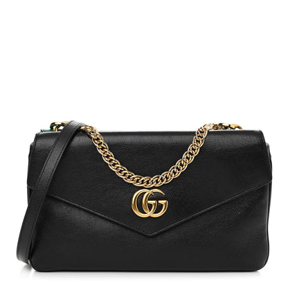 Gucci Calfskin Diagonal GG Medium Thiara Double Envelope Shoulder Bag Emerald Green Black 1 of 13