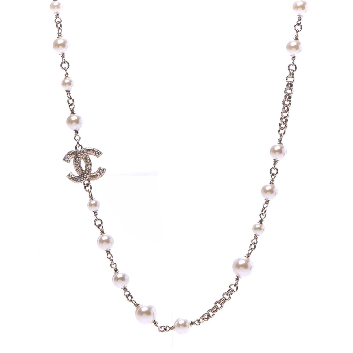 Chanel Pearl CC Long Necklace Gold 1 of 5