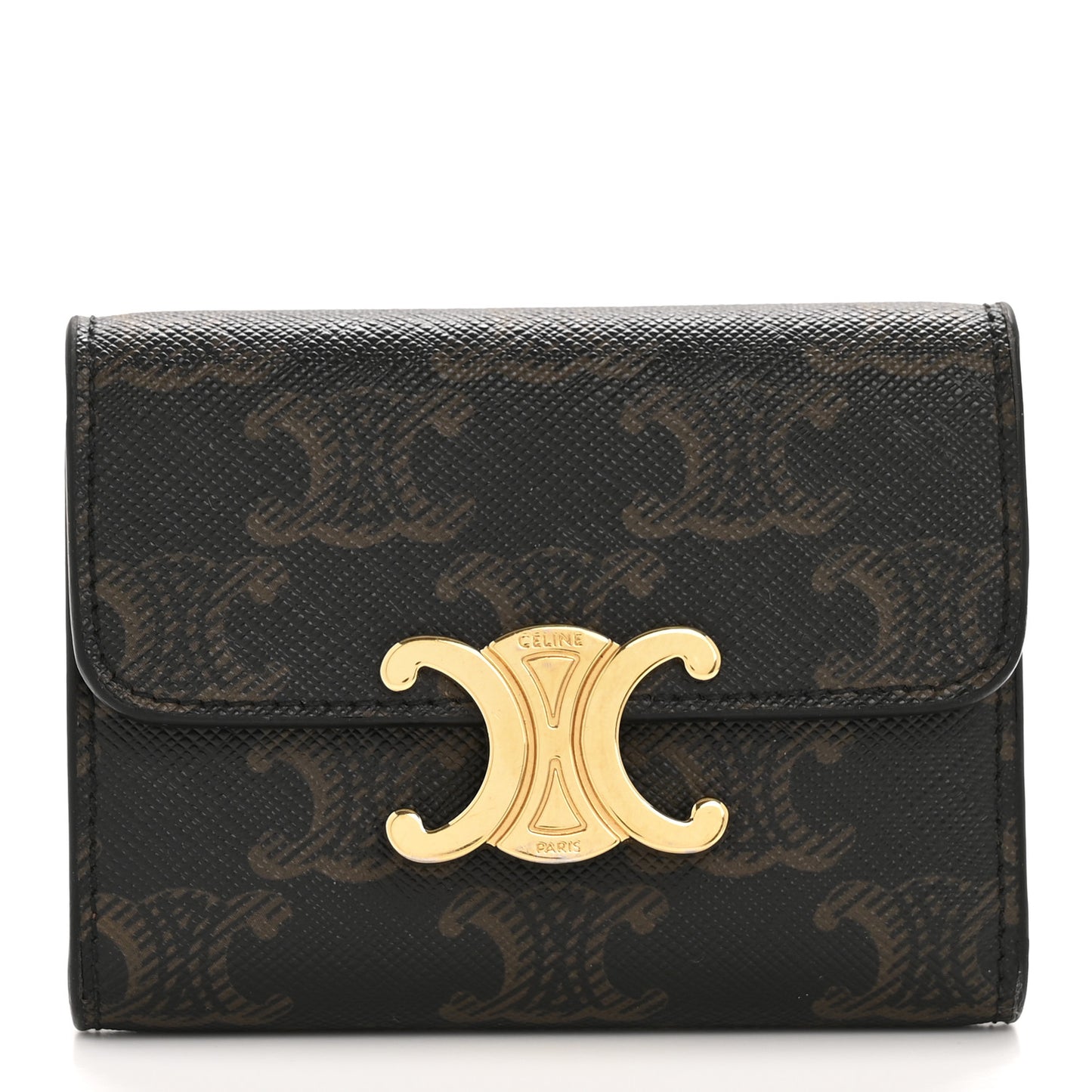 Canvas Triomphe Compact Triomphe Wallet With Coin Purse Tan