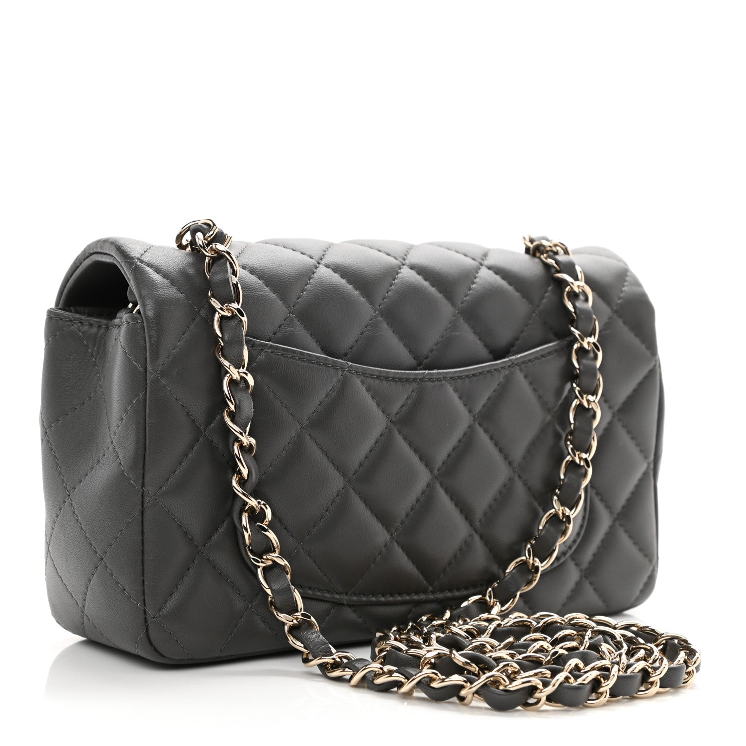 Chanel Lambskin Quilted Mini Rectangular Flap Dark Grey 2 of 9