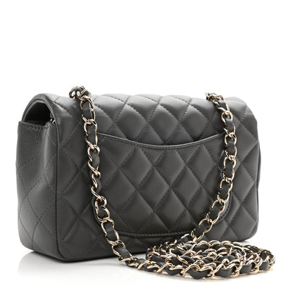 Chanel Lambskin Quilted Mini Rectangular Flap Dark Grey 2 of 9