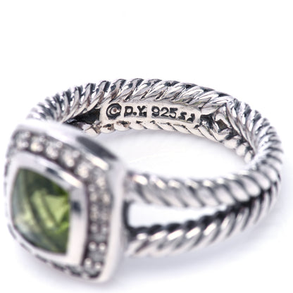 David Yurman Sterling Silver Diamond Peridot 7mm Petite Albion Ring 49 5 5 of 6