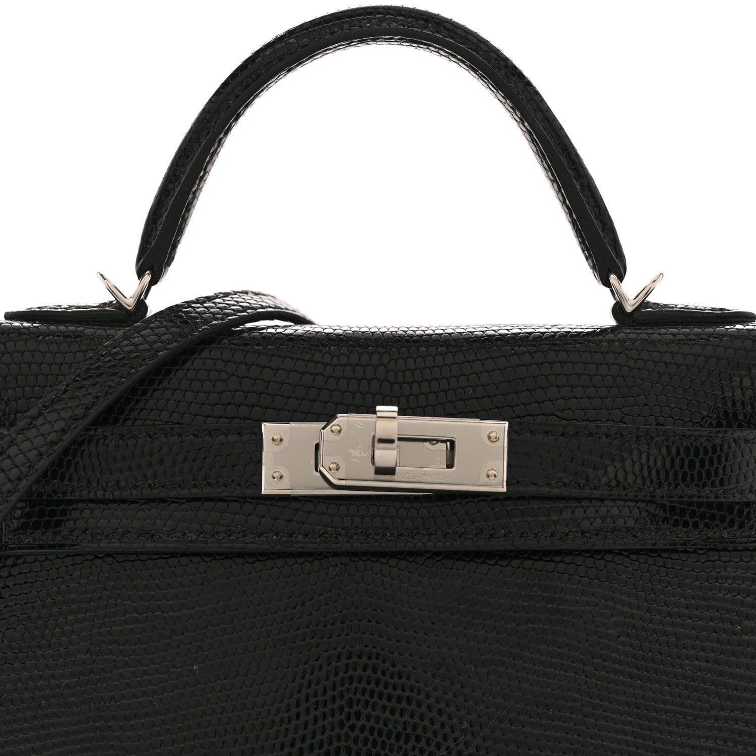 Hermes Shiny Lizard Mini Kelly Sellier 20 Black 8 of 14