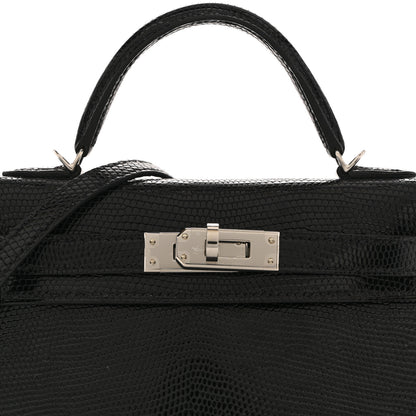 Hermes Shiny Lizard Mini Kelly Sellier 20 Black 8 of 14