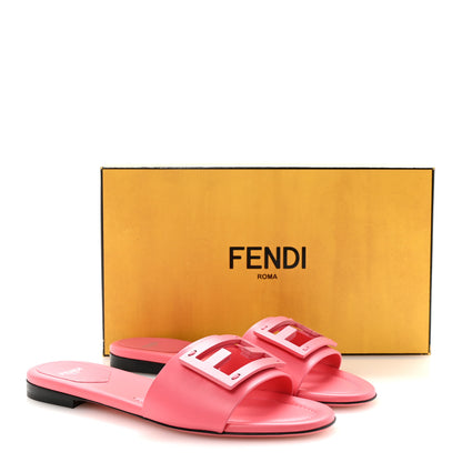 Fendi Vitello Cuoio Baguette Flat Slide Sandals 38 Pink Dalia 9 of 9