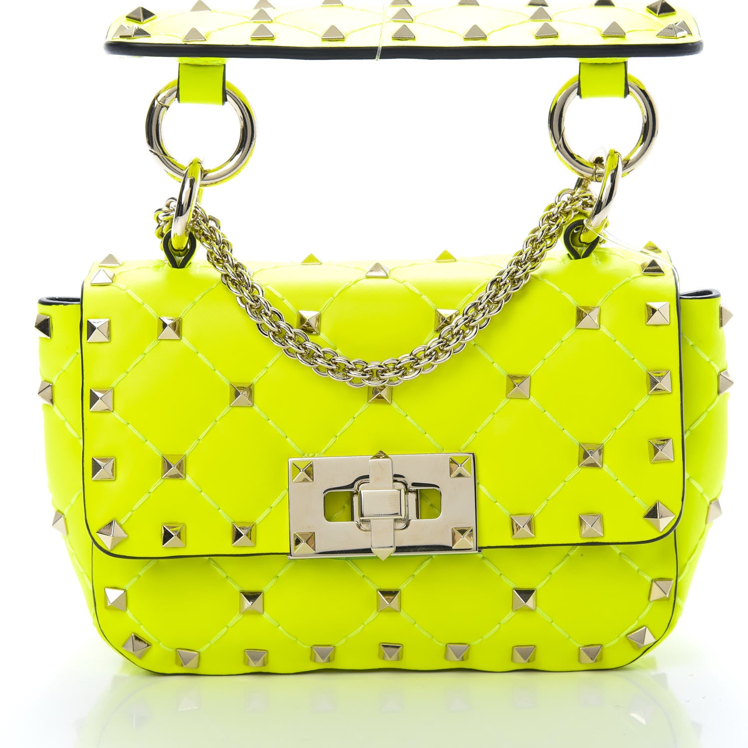 Valentino Garavani Calfskin Micro Rockstud Spike Shoulder Bag Lime 7 of 13