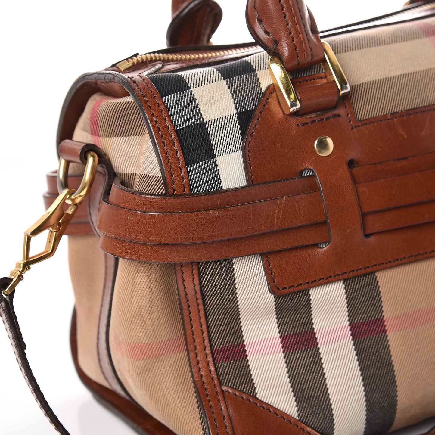 House Check Bridle Calfskin Medium Alchester Bowling Bag Dark Tan