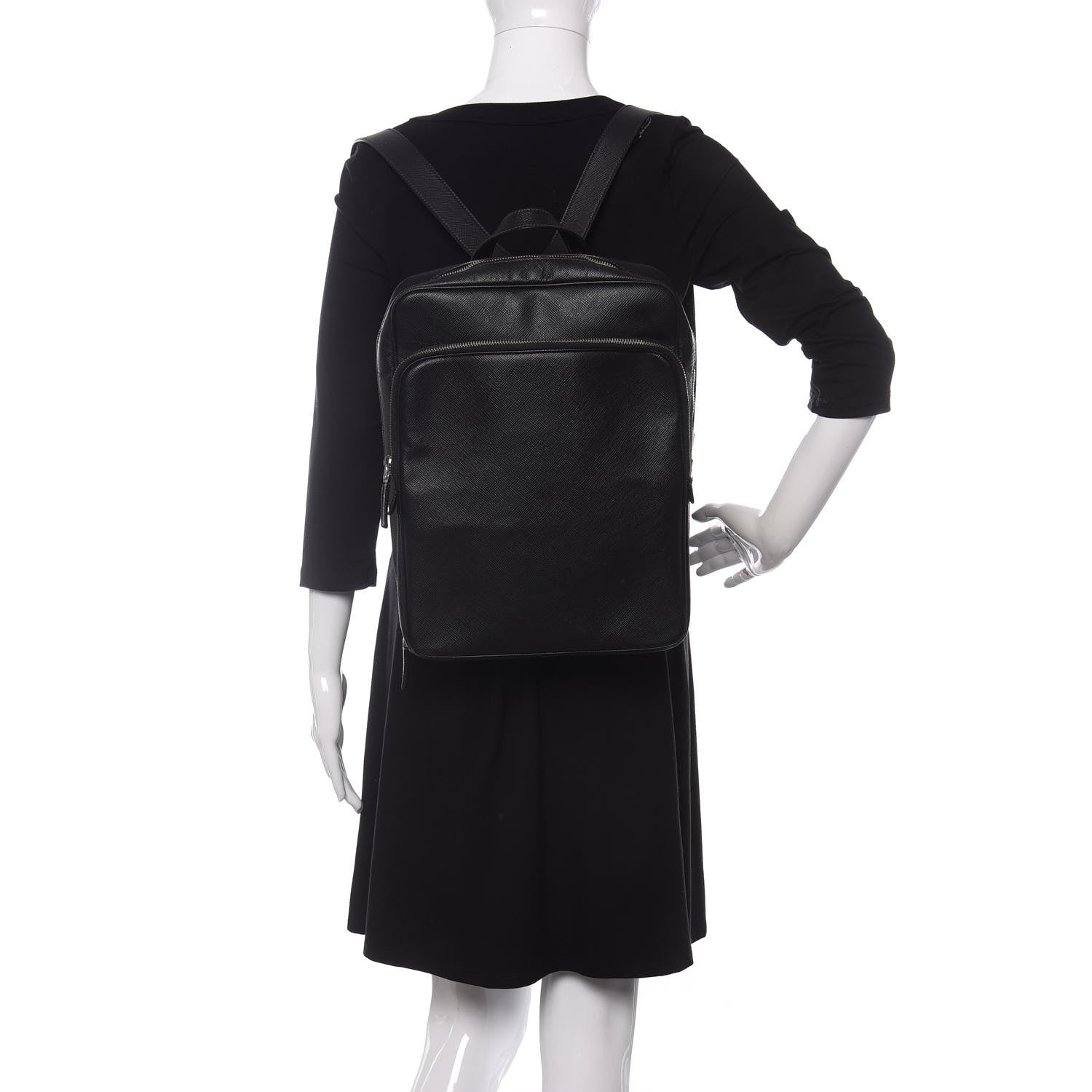 Prada Saffiano Cuir Briefcase Backpack Black 2 of 9