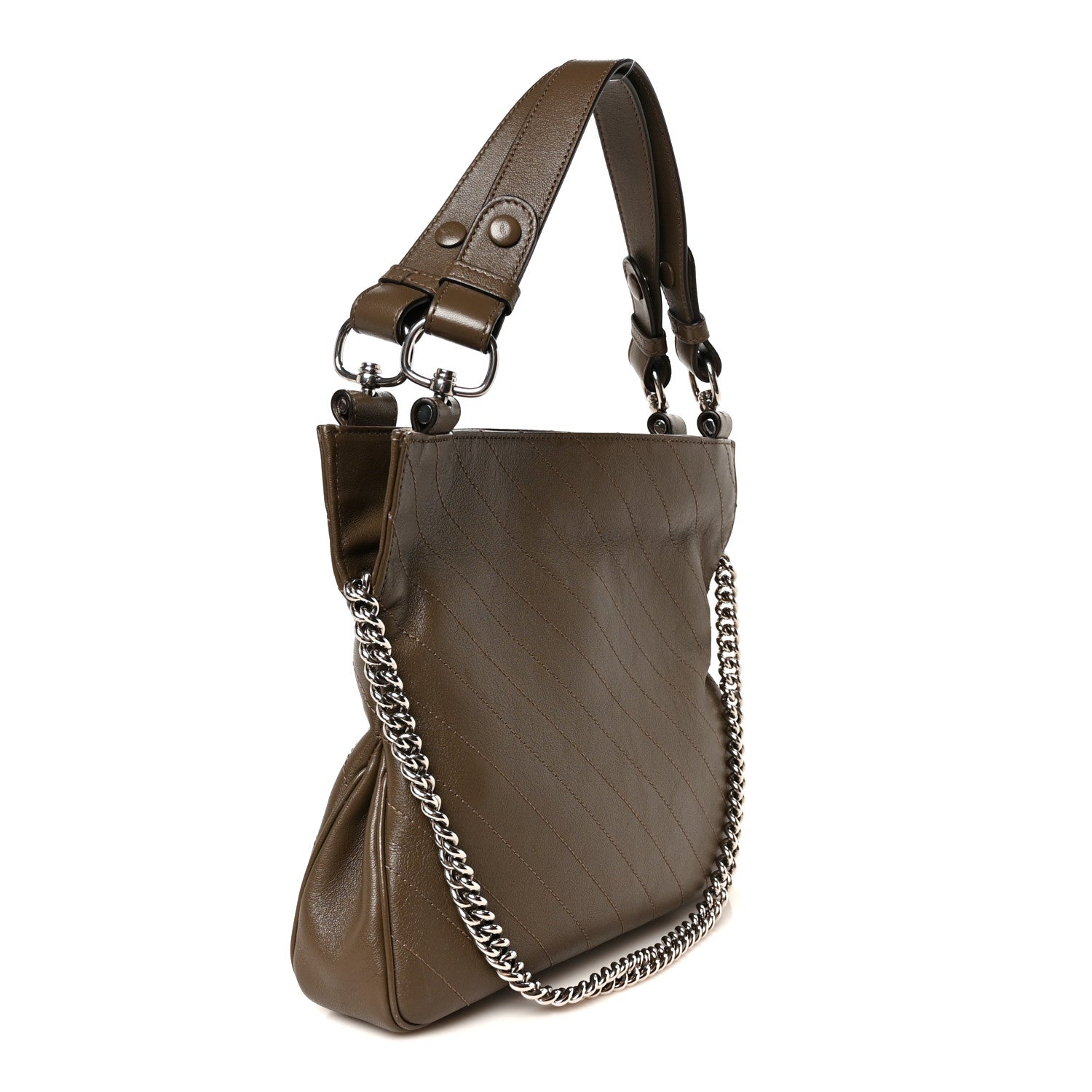 Gucci Sakai Be Green Calfskin Diagonal Stitched Small Blondie Tote Craclet Brown 3 of 11