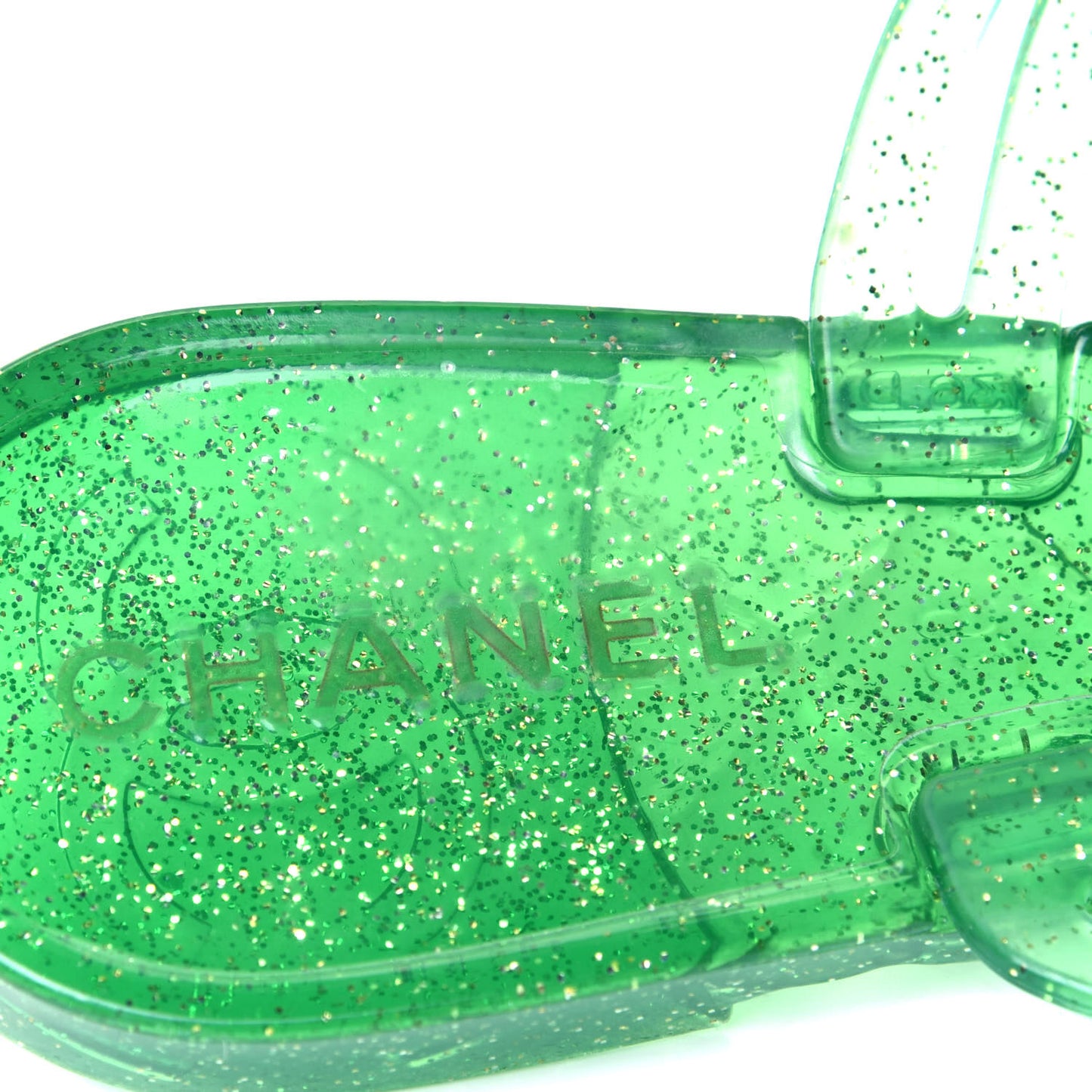 Jelly Camellia Glitter Thong Sandals 36 Green