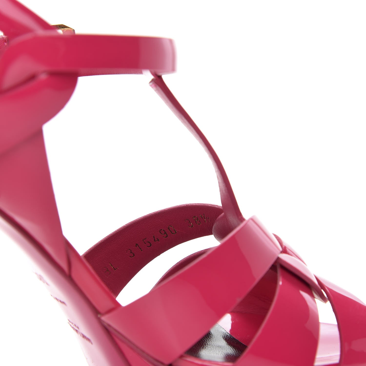 Saint Laurent Patent Tribute 75 Platform Sandals 38.5 Bubble Gum 9 of 10
