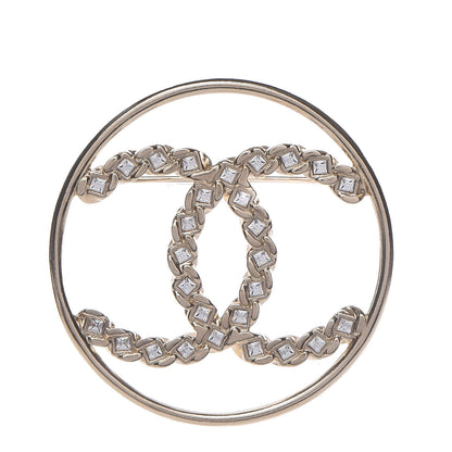 Chanel Crystal Round CC Brooch Gold 1 of 5