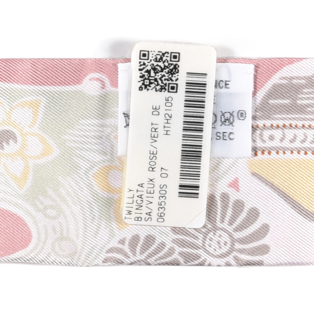 Silk Bingata Twilly Vieux Rose Vert De Eau