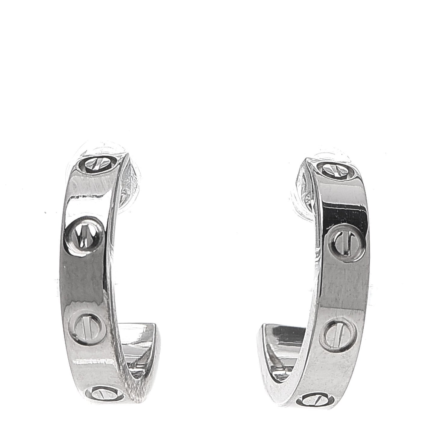 18K White Gold Small LOVE Hoop Earrings