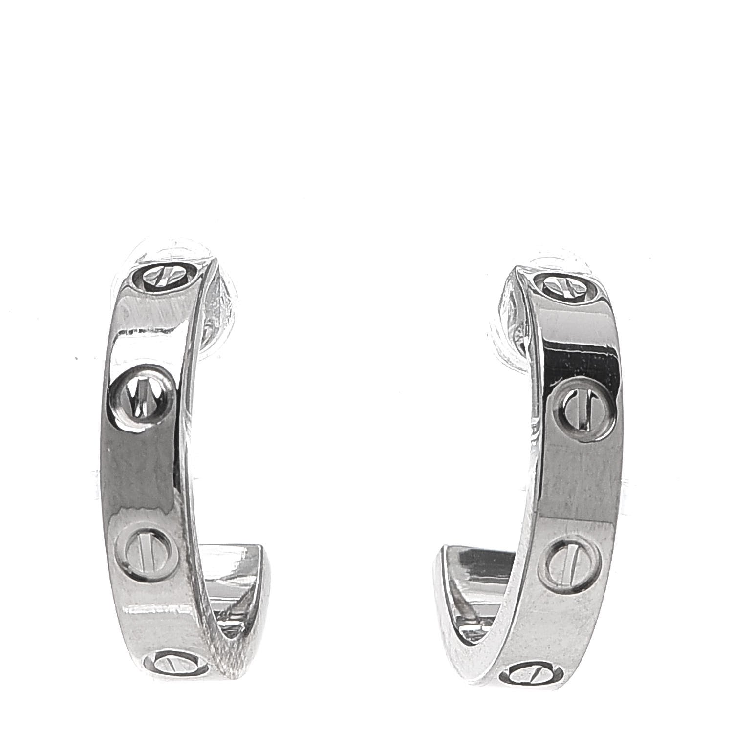 Cartier 18K White Gold Small LOVE Hoop Earrings 1 of 7