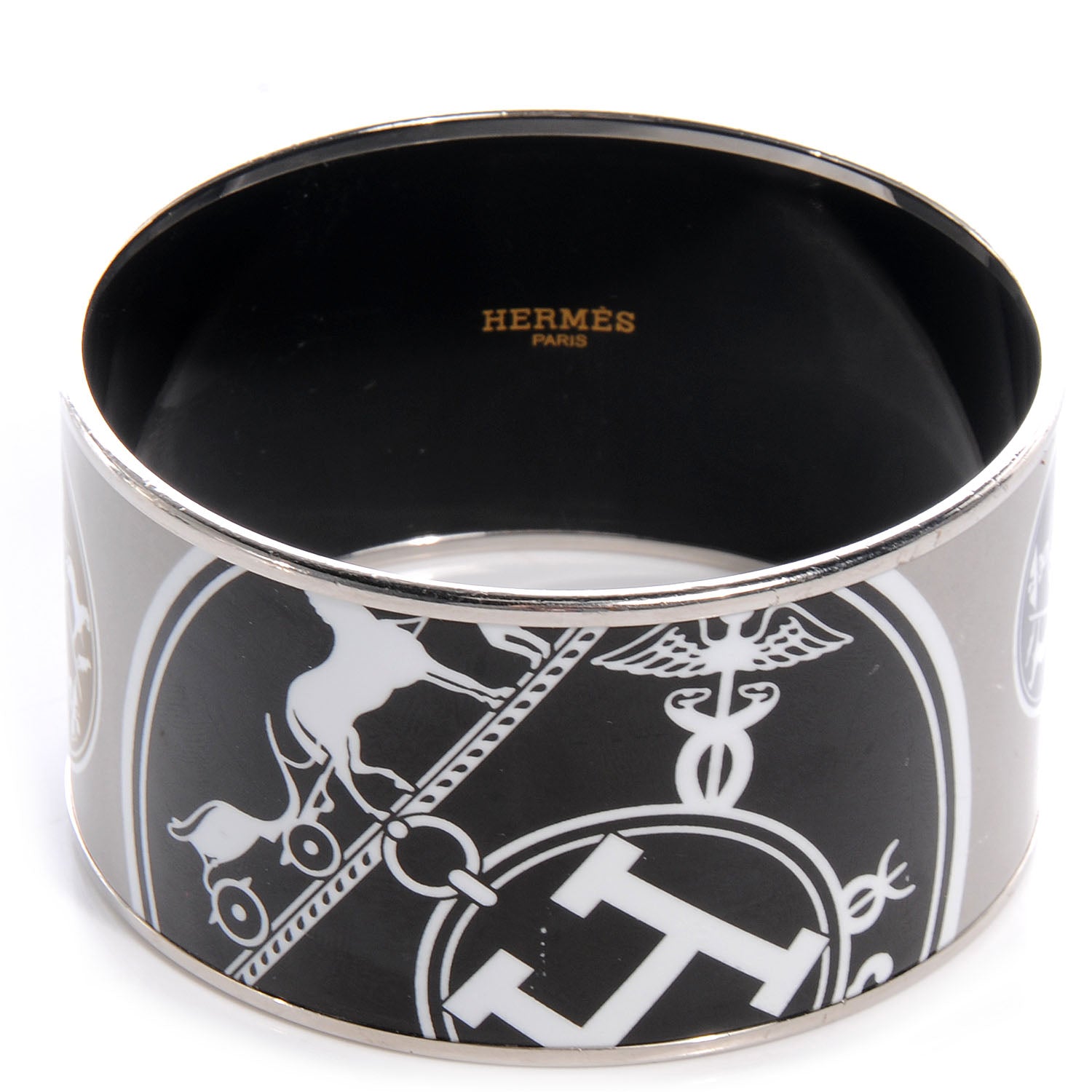 Hermes Enamel Printed Ex Libris Extra Wide Bracelet 70 1 of 5