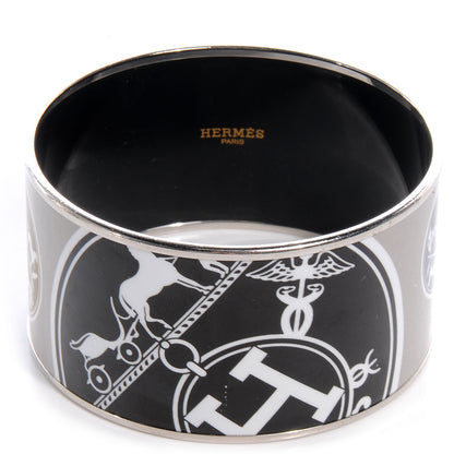 Hermes Enamel Printed Ex Libris Extra Wide Bracelet 70 1 of 5