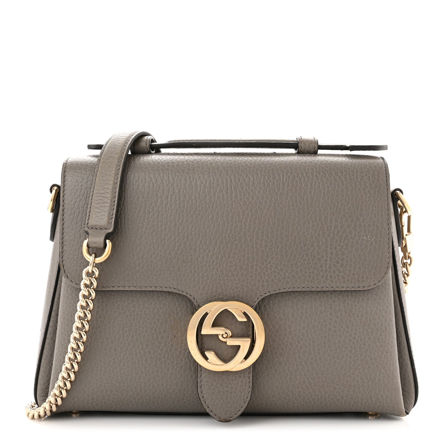 Dollar Calfskin Interlocking G Top Handle Shoulder Bag Loess