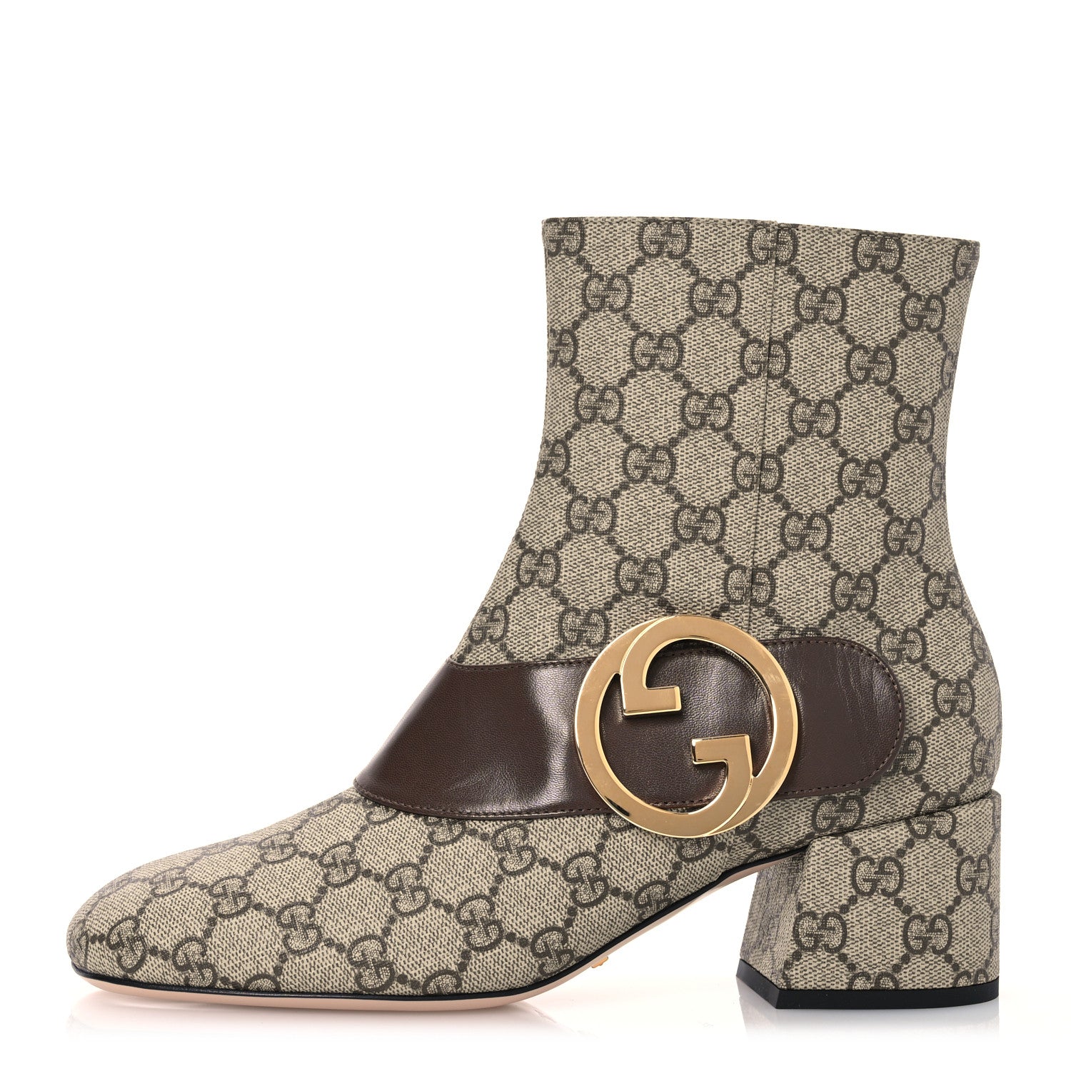 Gucci GG Supreme Monogram Malaga Kid Blondie 55mm Ankle Boots 39.5 Beige Ebony New Acero 1 of 10