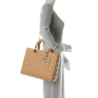 Christian Dior Lambskin Cannage Large Lady Dior Beige 2 of 7
