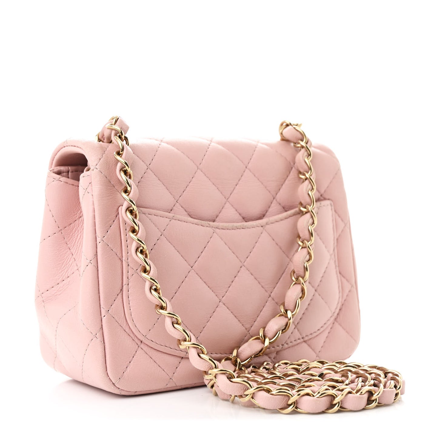 Lambskin Quilted Mini Square Flap Light Pink
