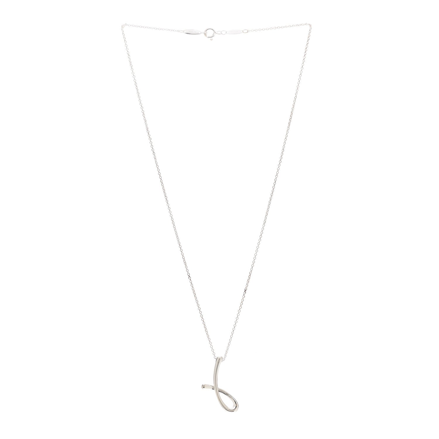 Tiffany Sterling Silver Elsa Peretti Letter J Pendant Necklace 3 of 7