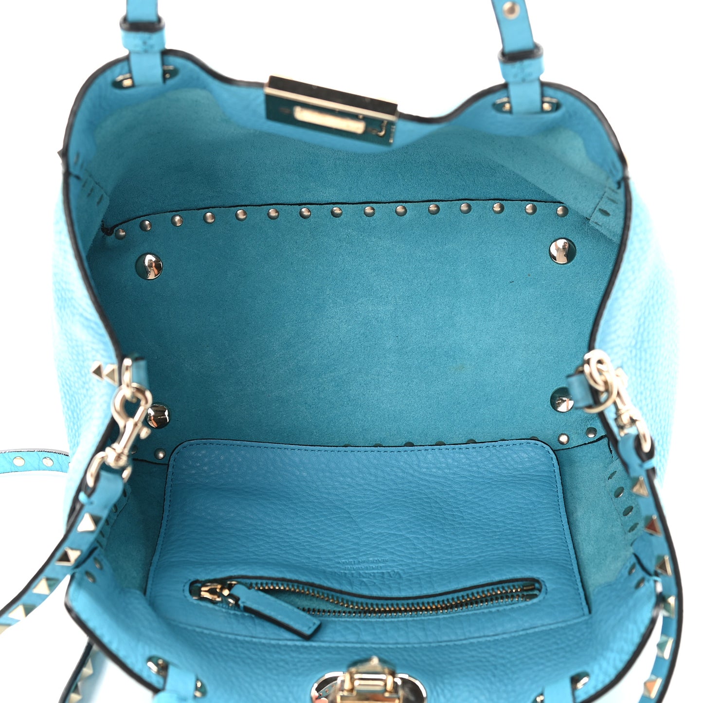 Pebbled Calfskin Small Rockstud Tote Parrot