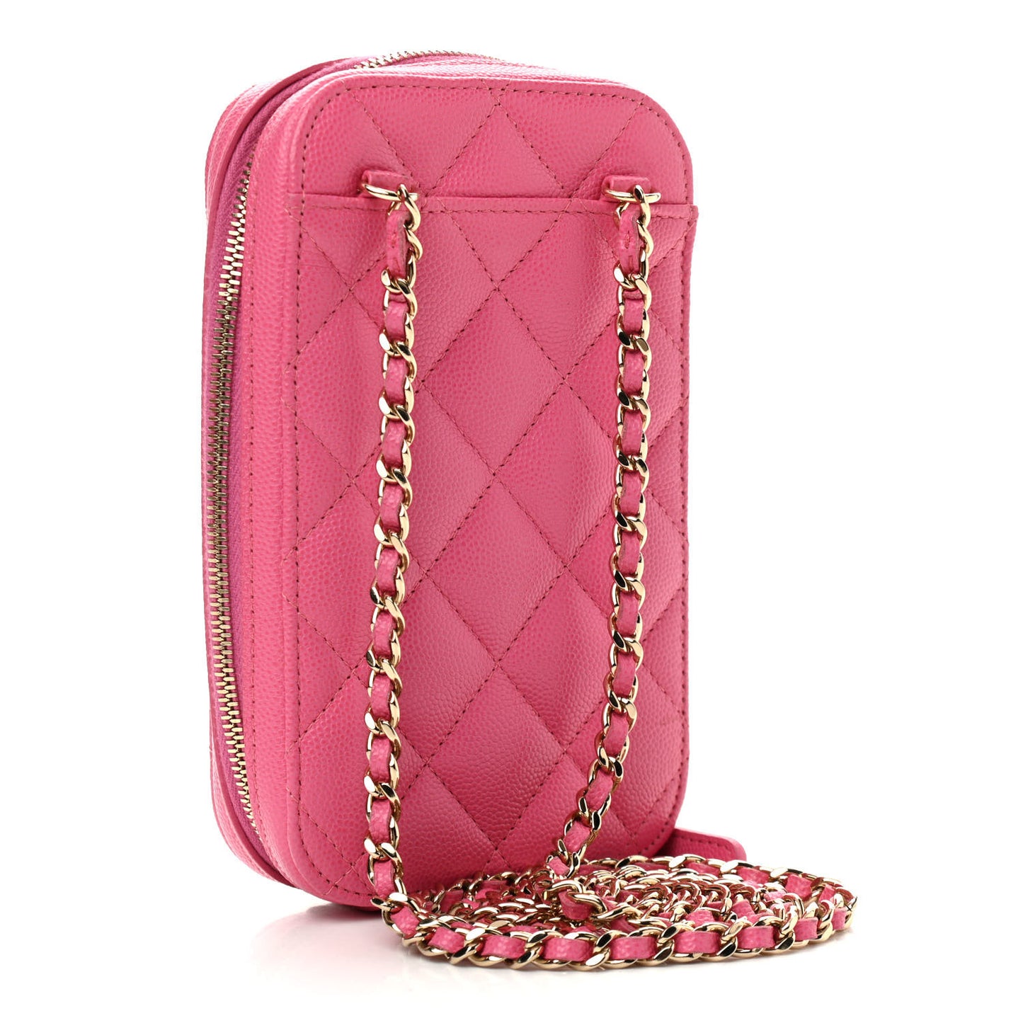 Caviar Quilted Phone Holder Wallet On Chain WOC Pink