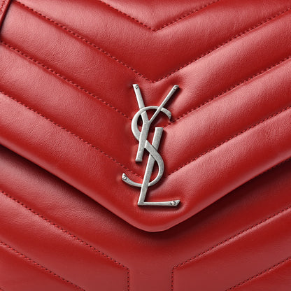 Saint Laurent Calfskin Y Quilted Monogram Medium Loulou Chain Satchel Lipstick Red 11 of 11