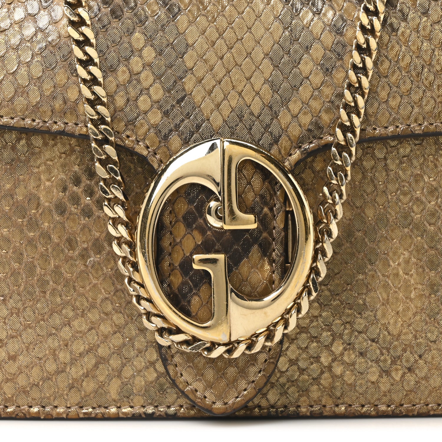 Gucci Metallic Snakeskin 1973 Chain Shoulder Bag Gold 8 of 10