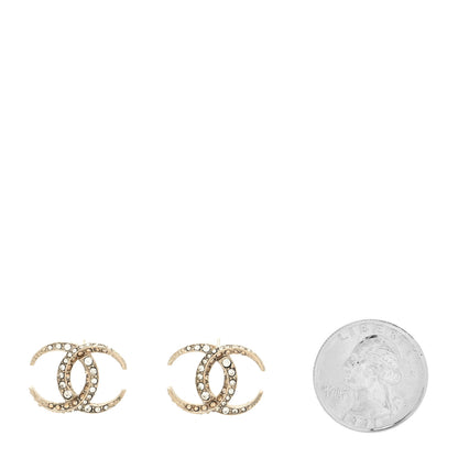 Chanel Crystal CC Moon Earrings Gold 2 of 4