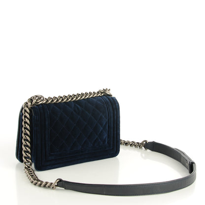 Chanel Velvet Quilted Small Boy Flap Navy 4 of 8