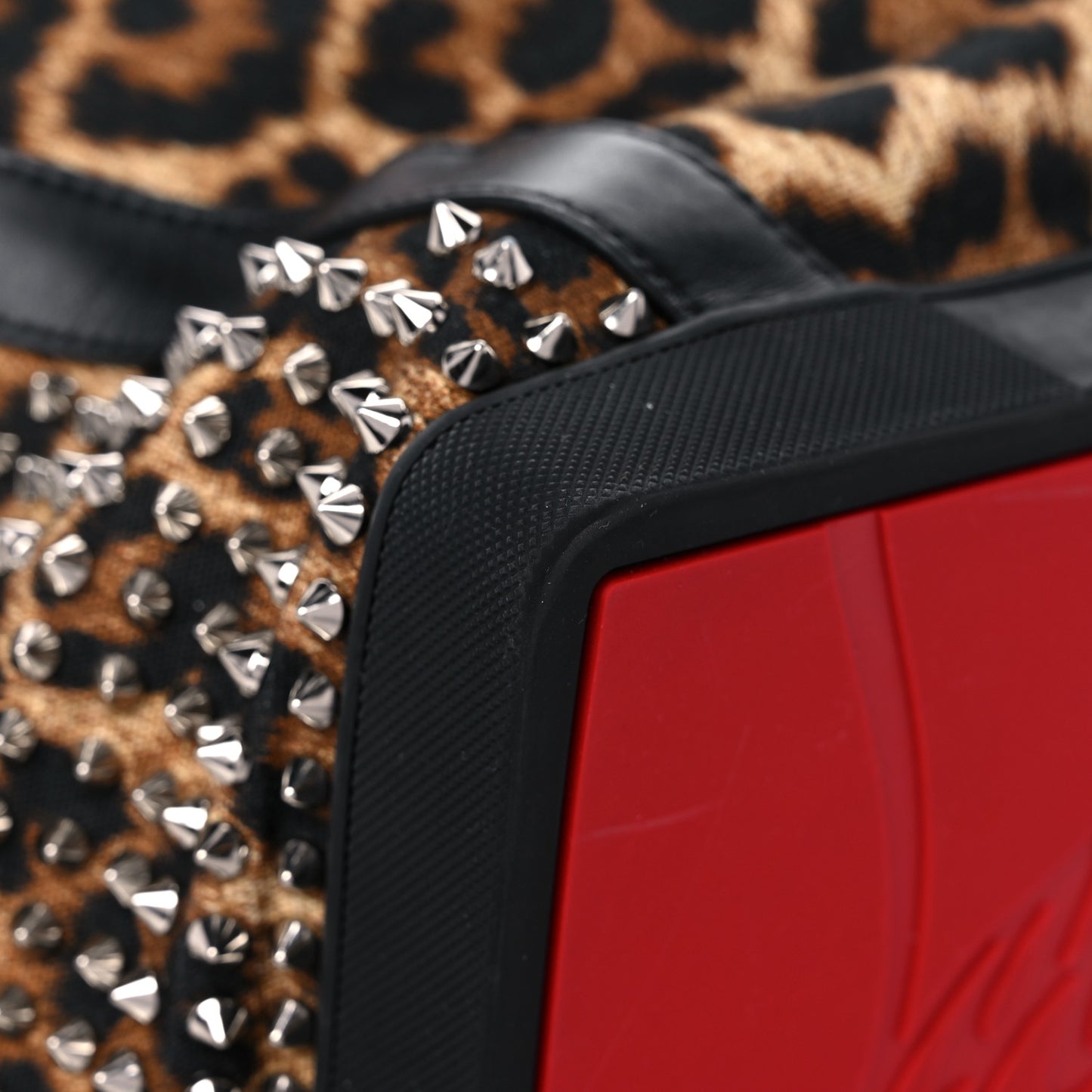 Canvas Leopard Print Spiked Explorafunk Backpack Brown